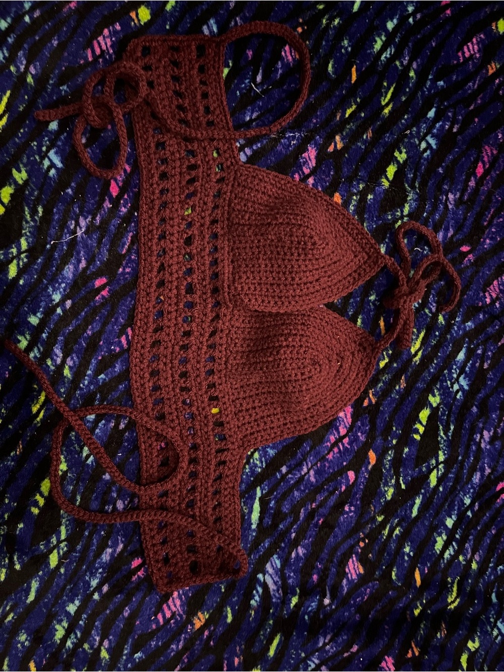 Handmade Crochet Bikini Top in Deep Maroon